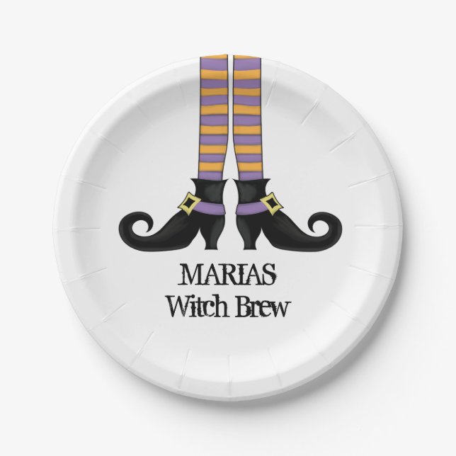 Halloween Witch Cute Simple Whimsical Shoes Paper Plates (Front)