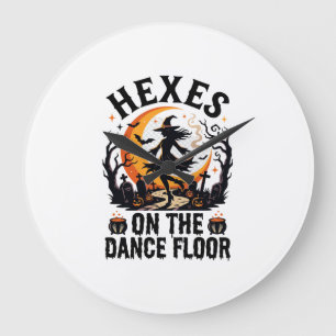 Halloween Witch Dance Night Large Clock