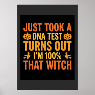 Halloween Witch DNA Test Funny Design Poster