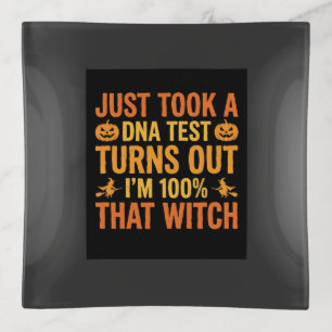 Halloween Witch DNA Test Funny Design Trinket Tray