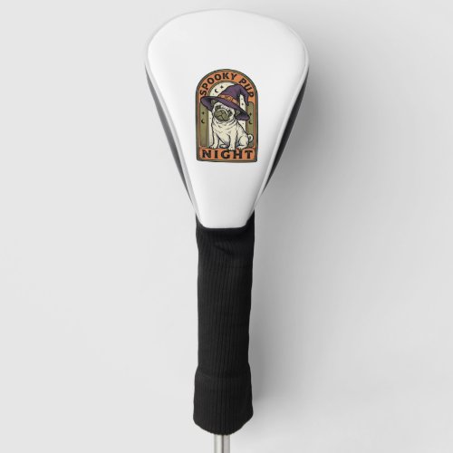 Halloween Witch Dog Vintage Engraving Shirt Design Golf Head Cover