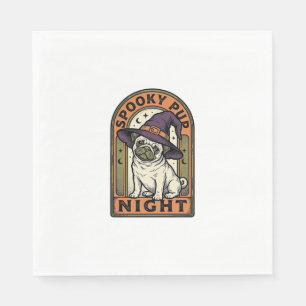 Halloween Witch Dog Vintage Engraving Shirt Design Napkins