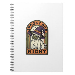 Halloween Witch Dog Vintage Engraving Shirt Design Notebook