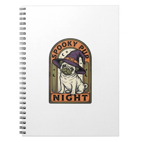 Halloween Witch Dog Vintage Engraving Shirt Design Notebook
