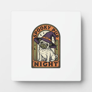 Halloween Witch Dog Vintage Engraving Shirt Design Plaque