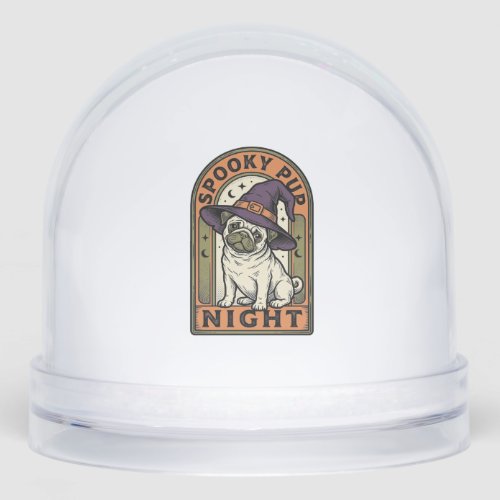Halloween Witch Dog Vintage Engraving Shirt Design Snow Globe