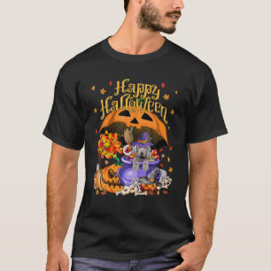 Halloween Witch Dog Weimaraner Jack O Lantern Pump T-Shirt