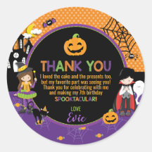 HALLOWEEN PARTY PERSONALIZED ROUND STICKERS FAVORS BLACK WITCH ~ VARIOUS SIZES 