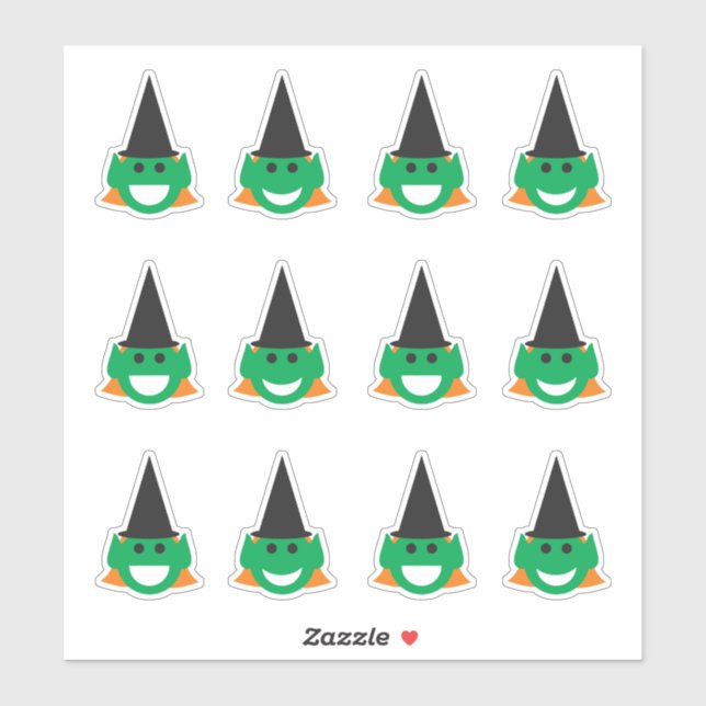 Halloween Witch Faces Fun Smiling Happy Cartoon Sticker (Sheet)