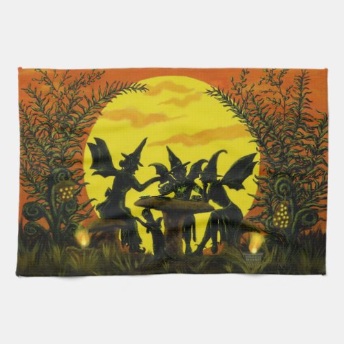 Halloween witch fairys kitchen towel