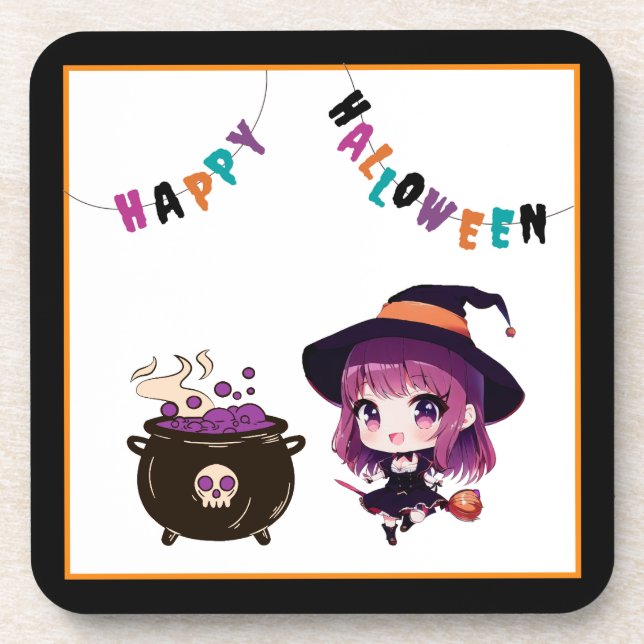 Halloween/witch/fall/October Beverage Coaster (Front)