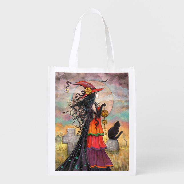 Halloween Witch Fantasy Art Reusable Shopping Bag (Front)