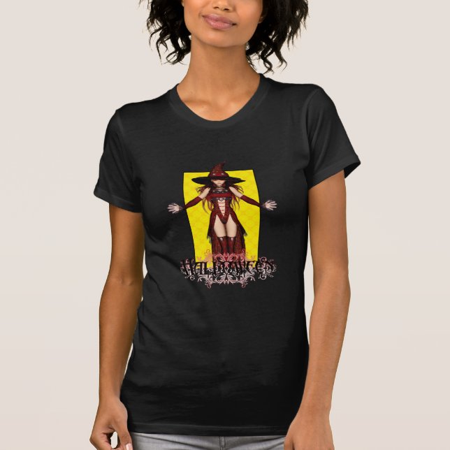 Halloween Witch Fantasy Artwork Design 5 T-Shirt (Front)