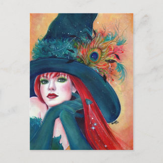 Halloween Witch Feather post card by Renee Lavoie