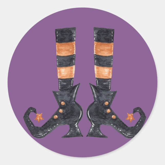 Halloween Witch Feet Classic Round Sticker (Front)
