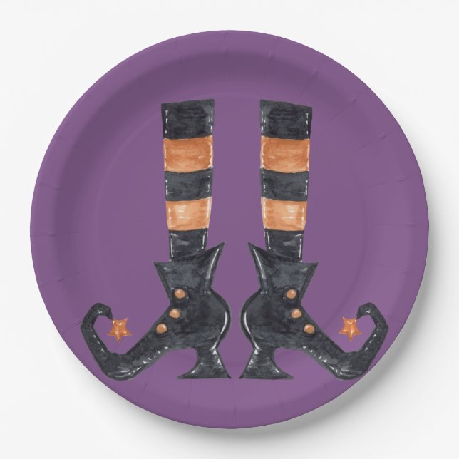 Halloween Witch Feet Paper Plates (Front)
