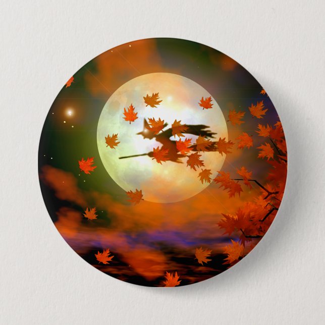 Halloween Witch Flight Button (Front)
