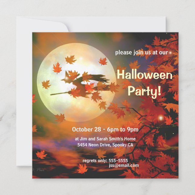 Halloween Witch Flight Invitation (Front)