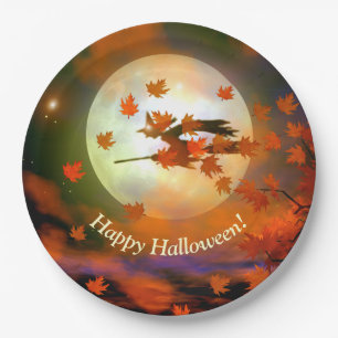Halloween Witch Flight Paper Plates