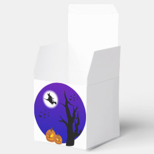 Halloween Witch Flying Broom Full Moon Favor Boxes