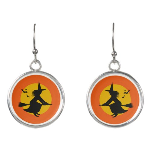 Halloween Witch Flying Broomstick Earrings