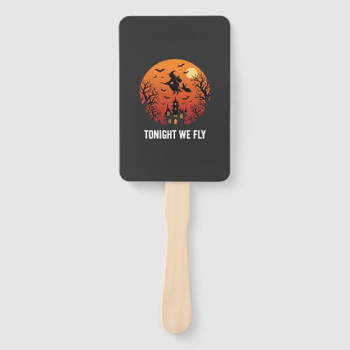 Halloween Witch Flying Night Graphic Design_1 Hand Fan