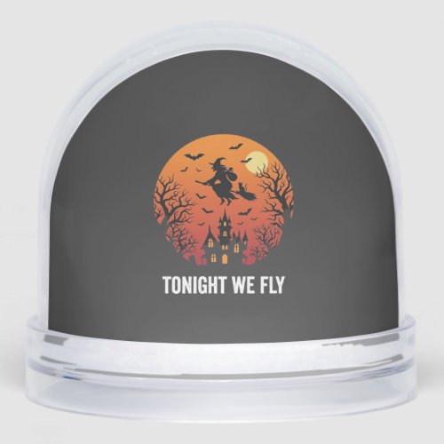 Halloween Witch Flying Night Graphic Design_1 Snow Globe