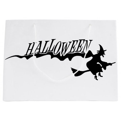 Halloween witch flying on a broomstick large gift bag