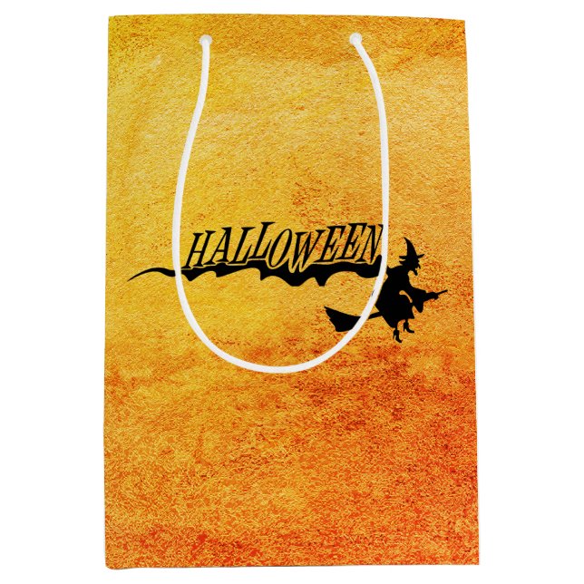 Halloween witch flying on a broomstick medium gift bag (Front)
