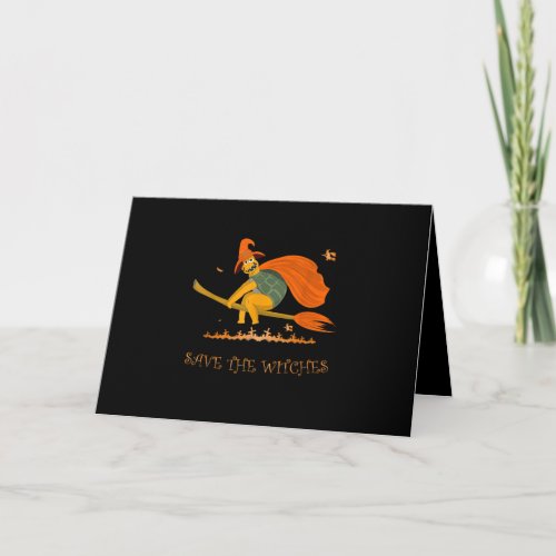 Halloween Witch Flying Turtle Broom Salem Card