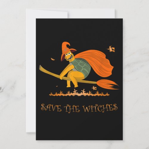 Halloween Witch Flying Turtle Broom Salem Thank You Card