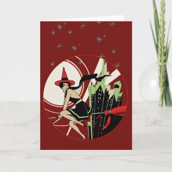 Halloween Witch Flying (vintage) Card by themonsterstore at Zazzle