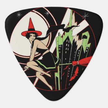 Halloween Witch Flying (vintage) Guitar Pick by themonsterstore at Zazzle
