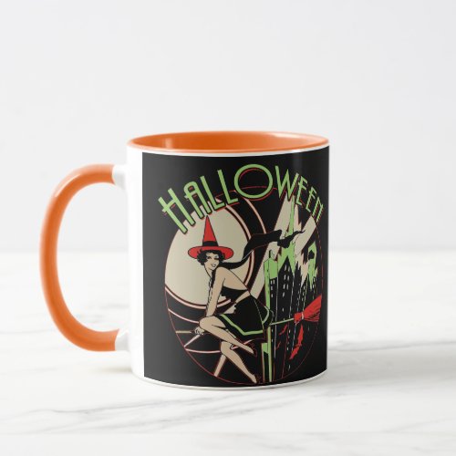 Halloween Witch Flying vintage Mug