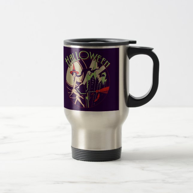 Halloween Witch Flying (vintage) Travel Mug (Right)
