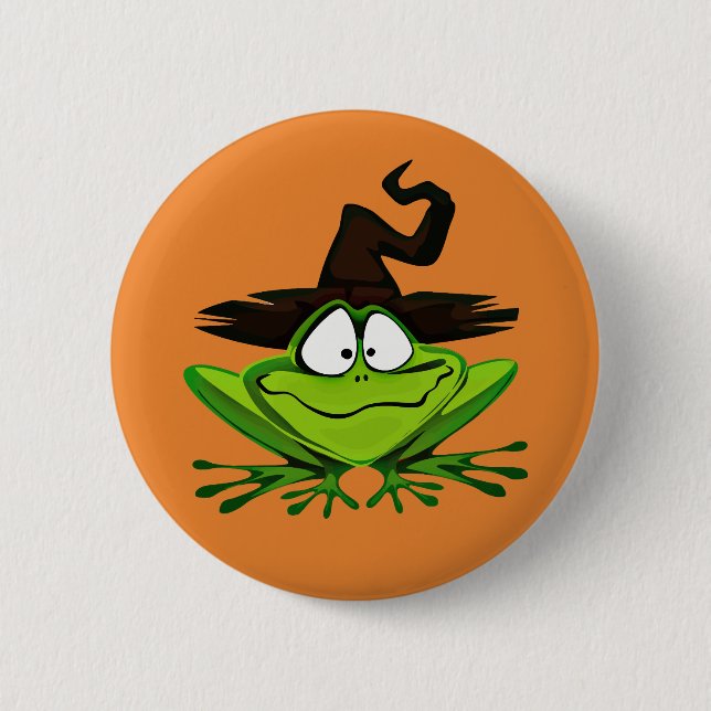 Halloween Witch Frog Button (Front)