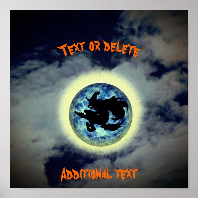 Halloween Witch Full Moon Personalized  Poster (Front)