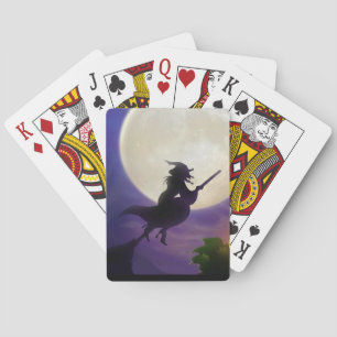 Halloween Witch Full Moon Poker Cards