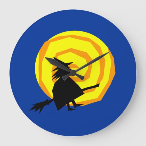 Halloween Witch Full Moon Wall Clock