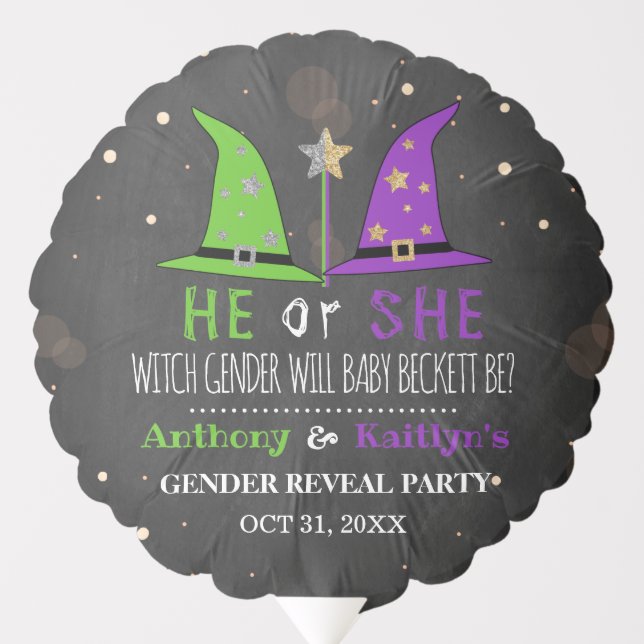 Halloween Witch Gender Reveal Party Balloon (Front)