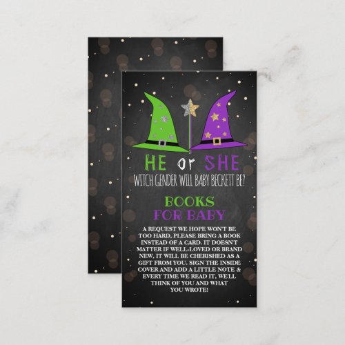 Halloween Witch Gender Reveal Party Book Request Enclosure Card