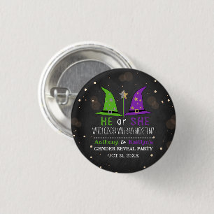Halloween Witch Gender Reveal Party Button