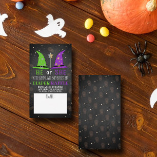 Halloween Witch Gender Reveal Party Diaper Raffle Enclosure Card