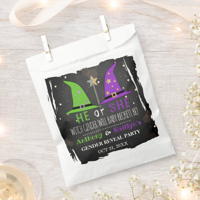 Halloween Witch Gender Reveal Party Favor Bag (Clipped)
