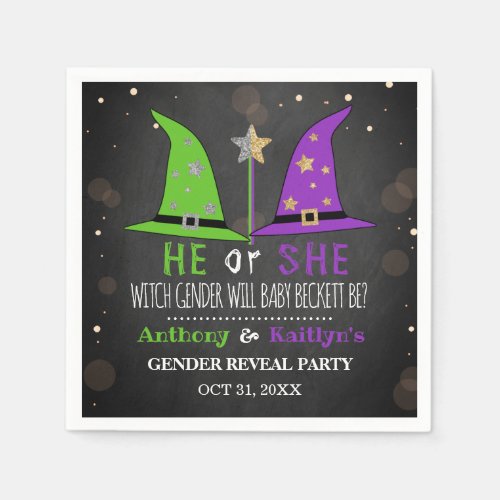 Halloween Witch Gender Reveal Party Napkins