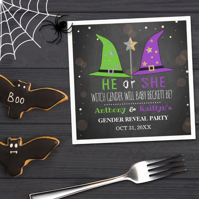 Halloween Witch Gender Reveal Party Napkins (Creator Uploaded)