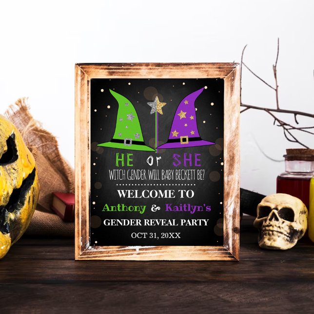 Halloween Witch Gender Reveal Party Welcome Sign (Creator Uploaded)
