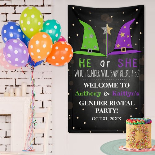 Halloween Witch Gender Reveal Party Welcome Sign