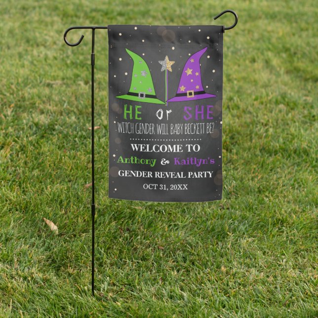 Halloween Witch Gender Reveal Party Welcome Sign (In SItu)