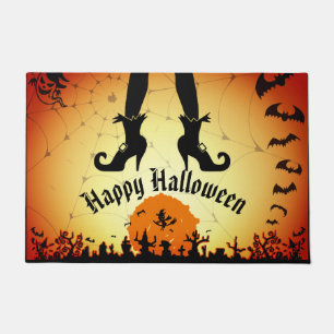 Halloween Witch Ghost And Bats Doormat